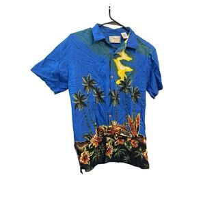 Thumbs Up Sportswear Boys Tropical Classic Car Palm Trees Button Down Shirt Larg